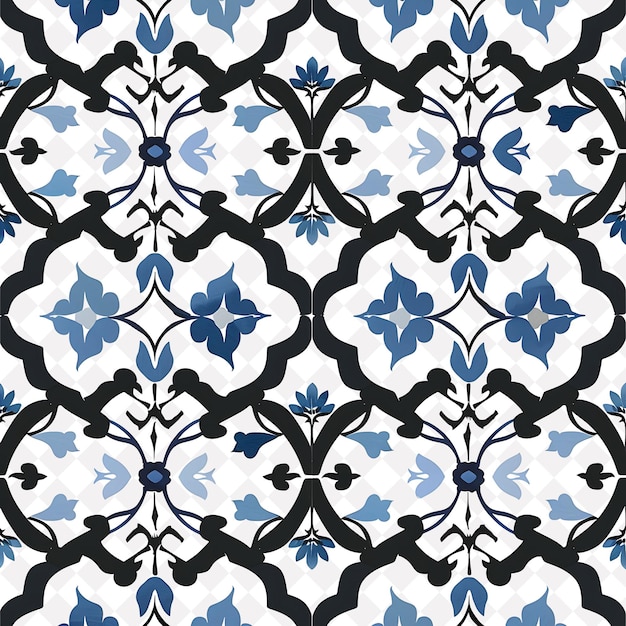 PSD a blue and white tile with a pattern of blue flowers