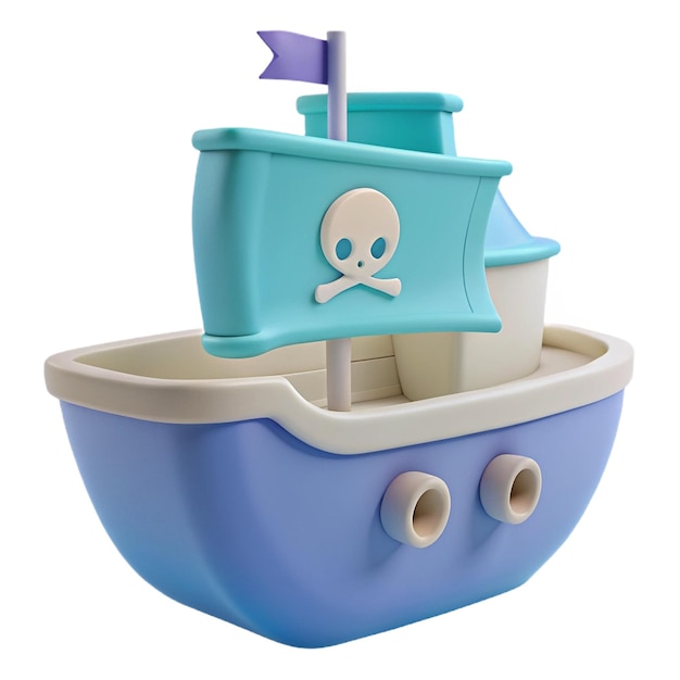 PSD a blue and white toy boat with a blue boat and a purple sail