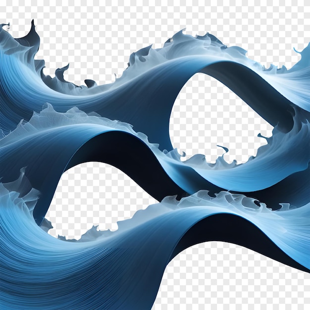 a blue and white wave on transparent background