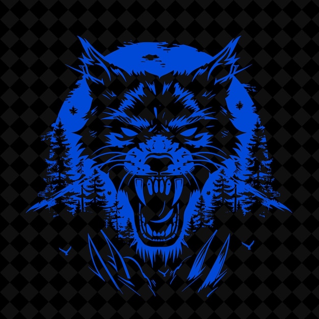 PSD a blue wolf head with a blue background of the wolf head