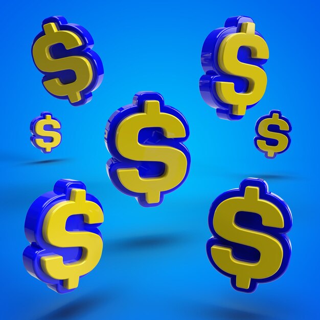 A blue and yellow dollar sign