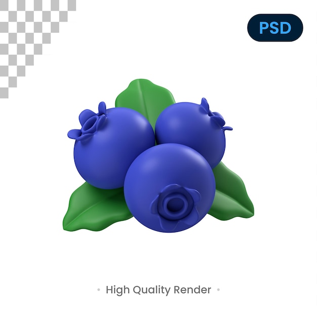 Blueberry 3D Icon Premium Psd