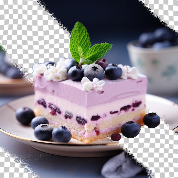 PSD blueberry cheesecake on table transparent background