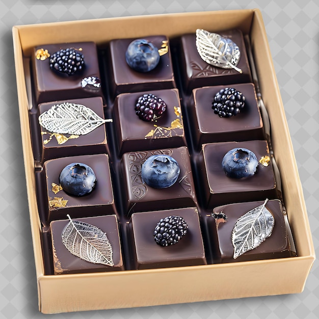 Blueberry Chocolate With Deep Blue and Matte Texture Adorned Yummy Chocolate in PNG Format