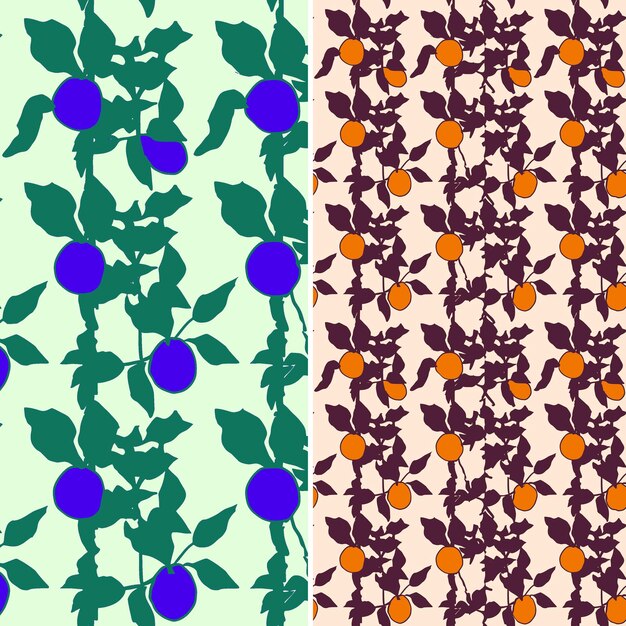 the blueberry is a pattern with oranges