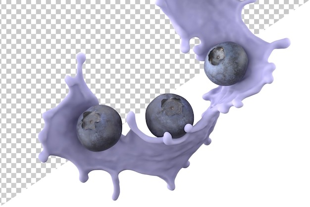 Blueberry yogurt splashes isolated on background