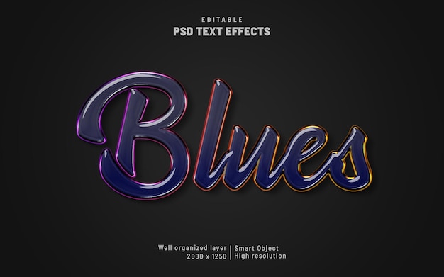 Blues colorful light text effect glass style