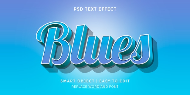 Blues Editable 3D style text effect