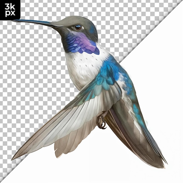 Bluethroated Hummingbird Isolated on Transparent Background