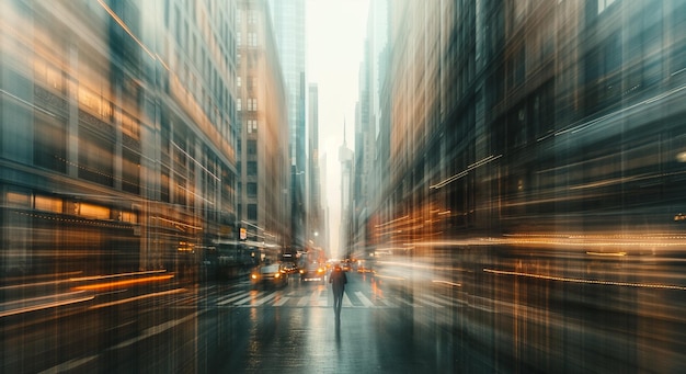 PSD blurred image of a man walking down a street with the traffiic trafic wallpaper