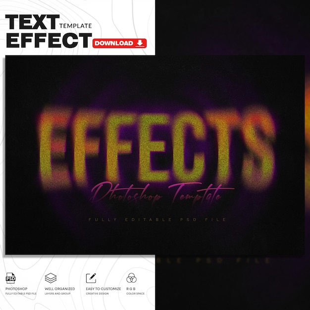 Blurry Gradient Text Effect PSD Template