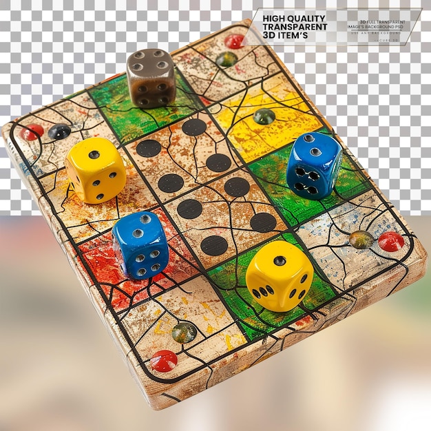 PSD board game a classic board game with colorful game pieces on transparent background