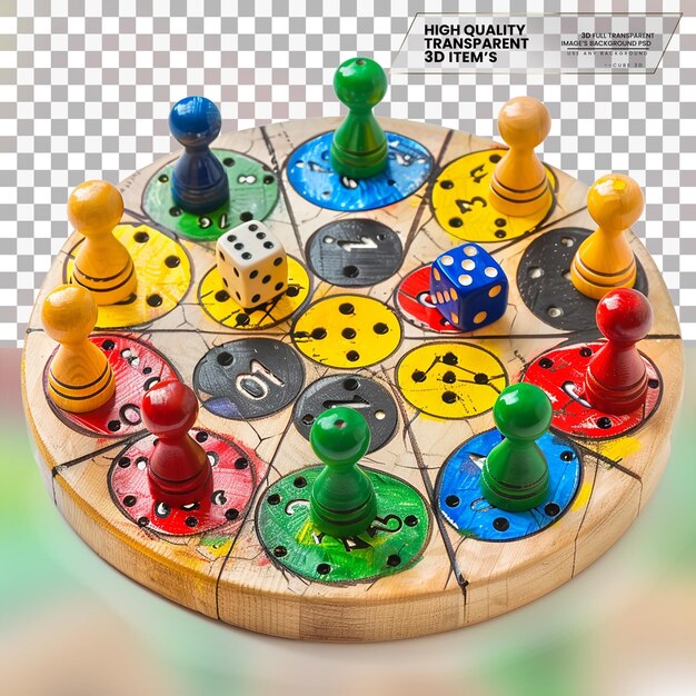 PSD board game a classic board game with colorful game pieces on transparent background