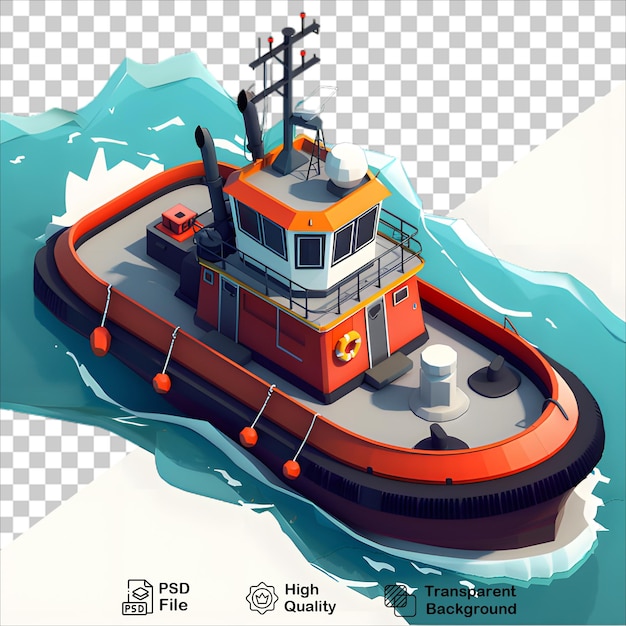 Boat in Cartoon Style with Transparent Background