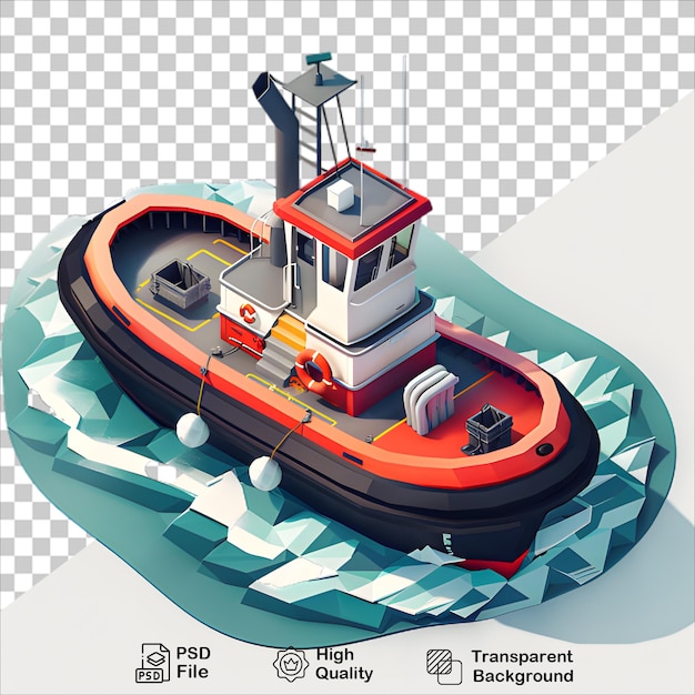 Boat in Cartoon Style with Transparent Background