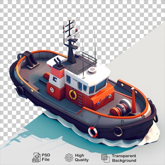 Boat in Cartoon Style with Transparent Background