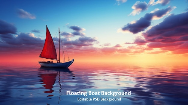 Boat floating on vast body of water Suitable for various applications HD Background in PSD