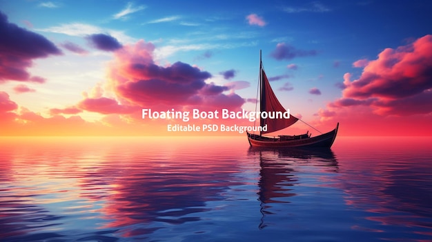 Boat floating on vast body of water Suitable for various applications HD Background in PSD