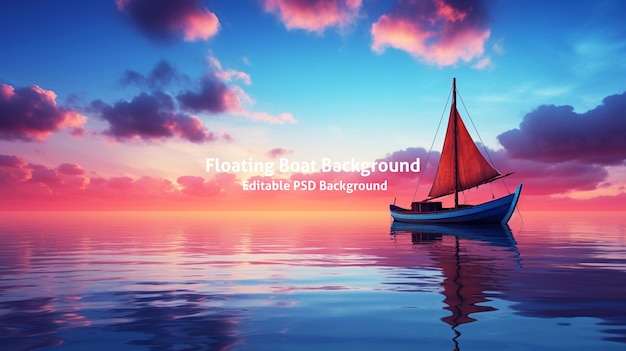 Boat floating on vast body of water Suitable for various applications HD Background in PSD