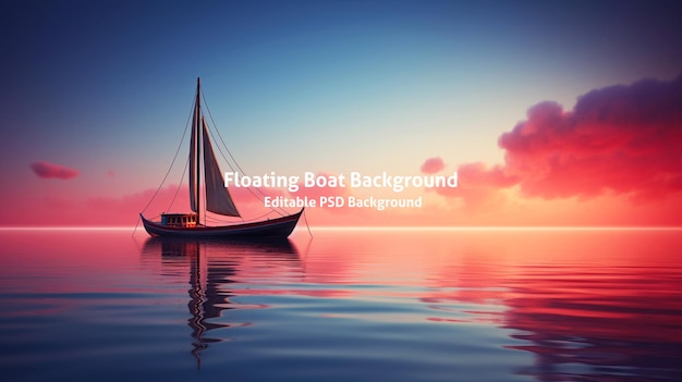 Boat floating on vast body of water Suitable for various applications HD Background in PSD