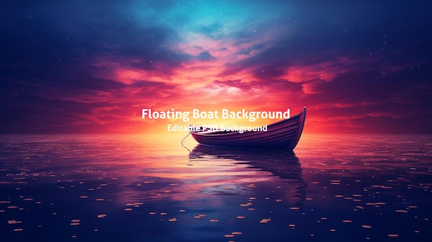 Boat floating on vast body of water Suitable for various applications HD Background in PSD