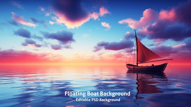 Boat floating on vast body of water Suitable for various applications HD Background in PSD