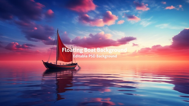 Boat floating on vast body of water Suitable for various applications HD Background in PSD