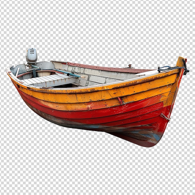 PSD a boat with a red hull is shown on a transparent background