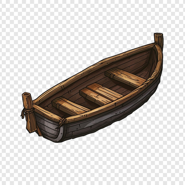 a boat with a wooden seat is shown on a transparent background