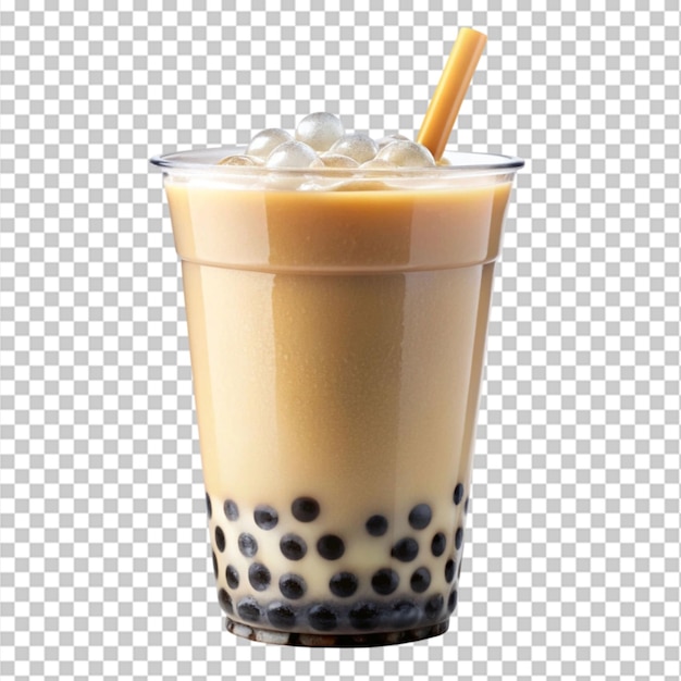 PSD boba milk bubble tea isolated on transparent background