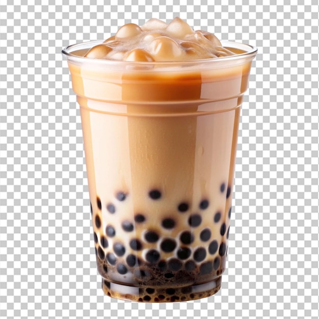 PSD boba milk bubble tea isolated on transparent background