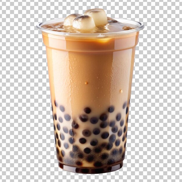 PSD boba milk bubble tea isolated on transparent background