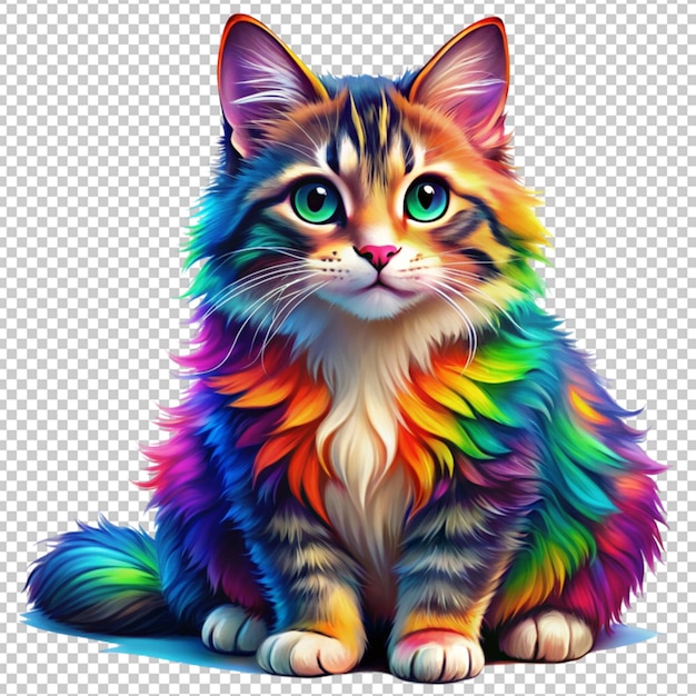 bobtail cat in colorful anime isolated