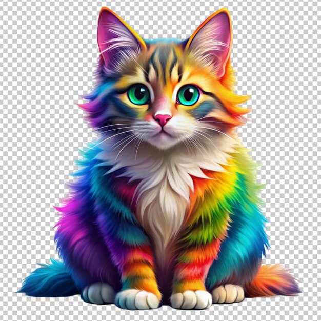 bobtail cat in colorful anime isolated