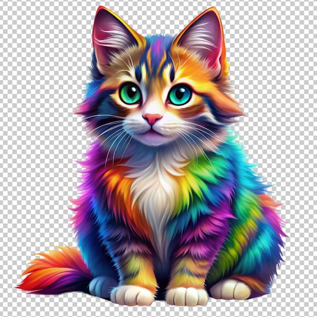 bobtail cat in colorful anime isolated