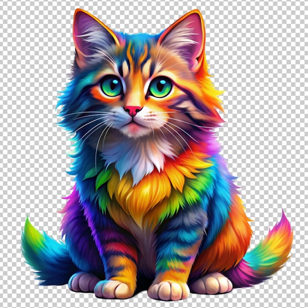 bobtail cat in colorful anime isolated