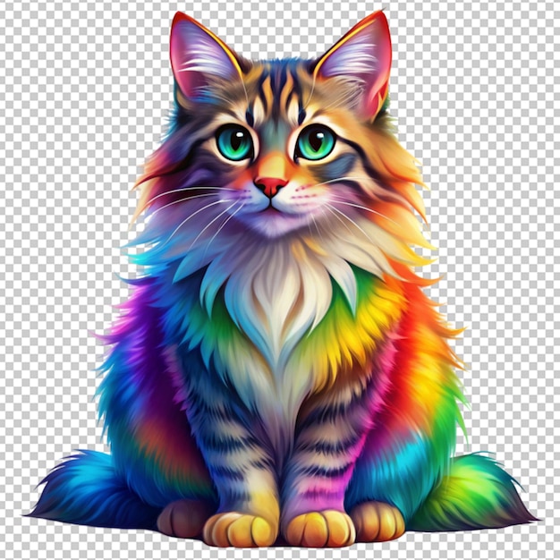 bobtail cat in colorful anime isolated