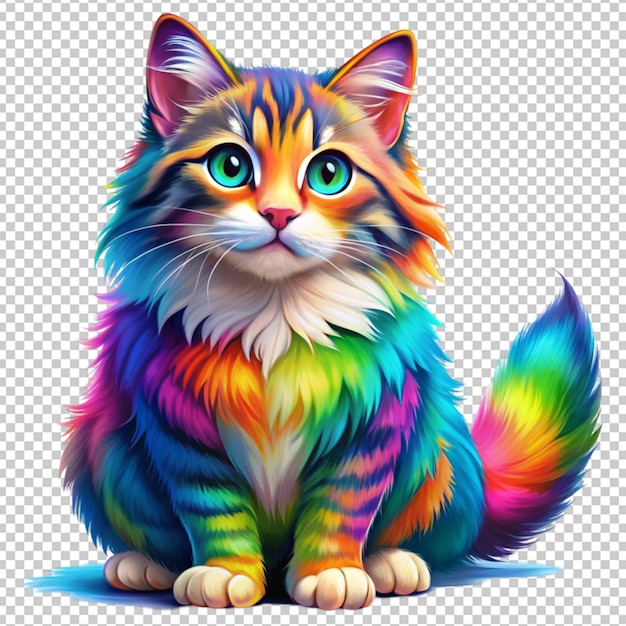 bobtail cat in colorful anime isolated