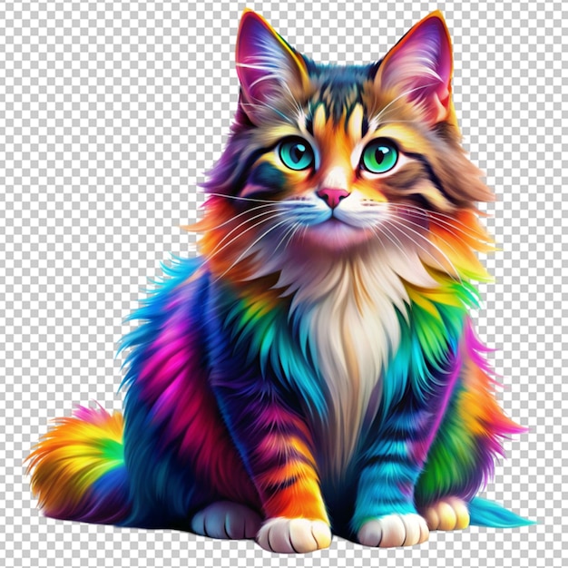 bobtail cat in colorful anime isolated