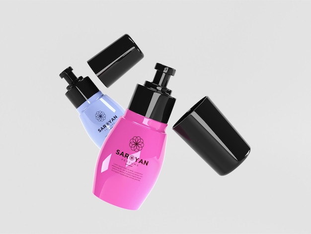 Body cosmetic spray bottle mockup