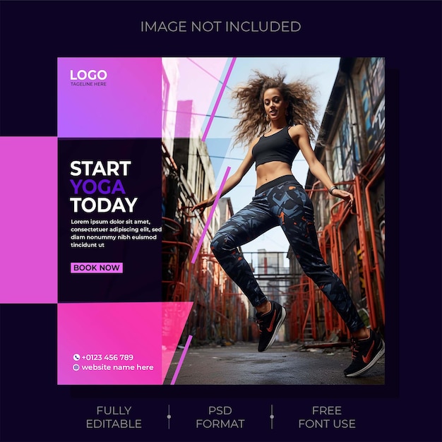 Body Health and Fitness exercise social media post and marketing web banner template