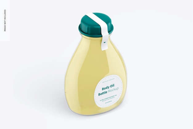 Body Oil Bottle Mockup, Isometric Right View