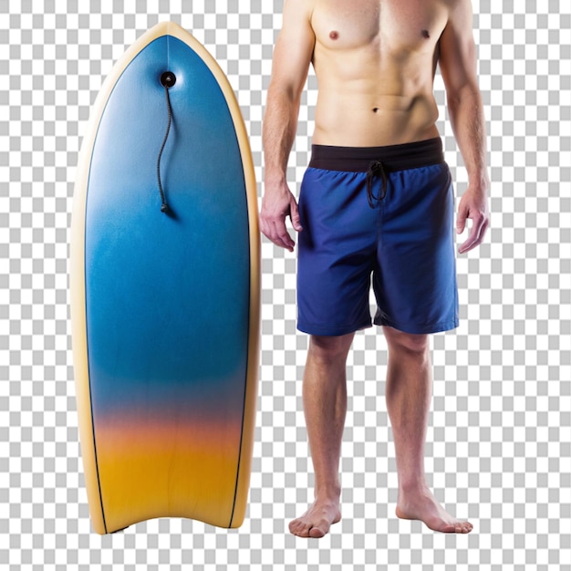 PSD bodyboard two bare feet on transparent background