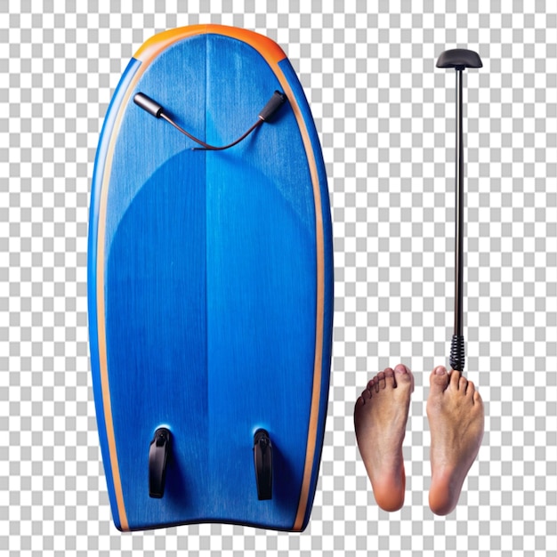 PSD bodyboard two bare feet on transparent background