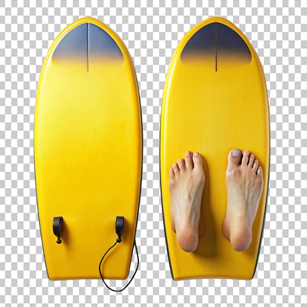 bodyboard two bare feet on transparent background