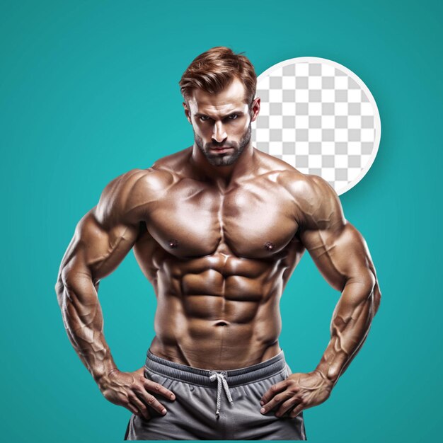 Bodybuilder posing in studio Isolated