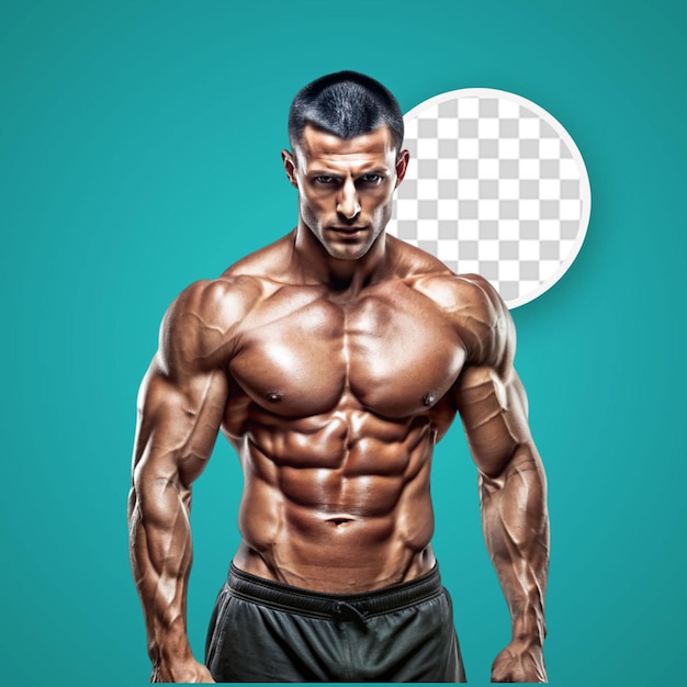 Bodybuilder posing in studio Isolated