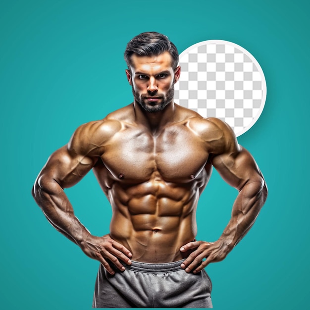 Bodybuilder posing in studio Isolated