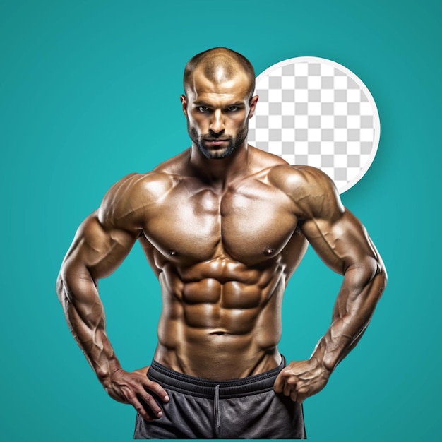 Bodybuilder posing in studio Isolated