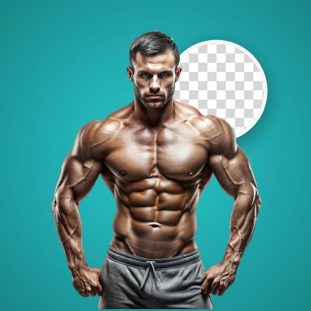 Bodybuilder posing in studio Isolated